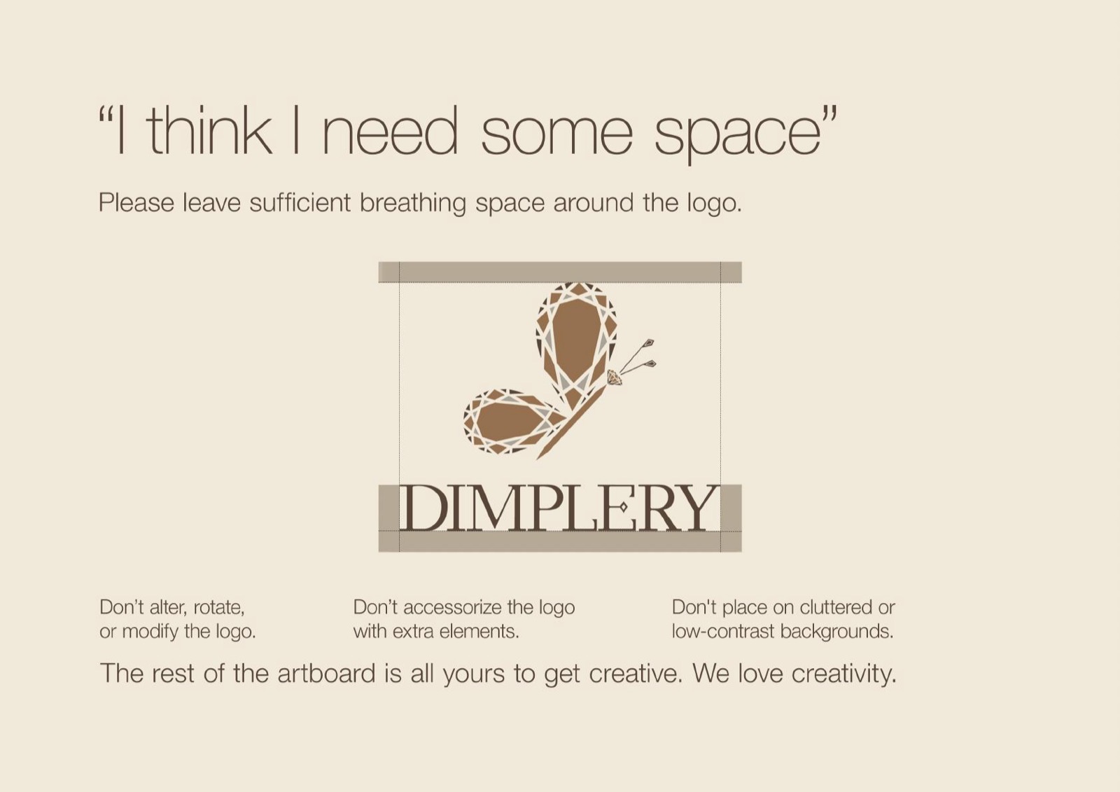 Dimplery brand guide page 3 — Creative