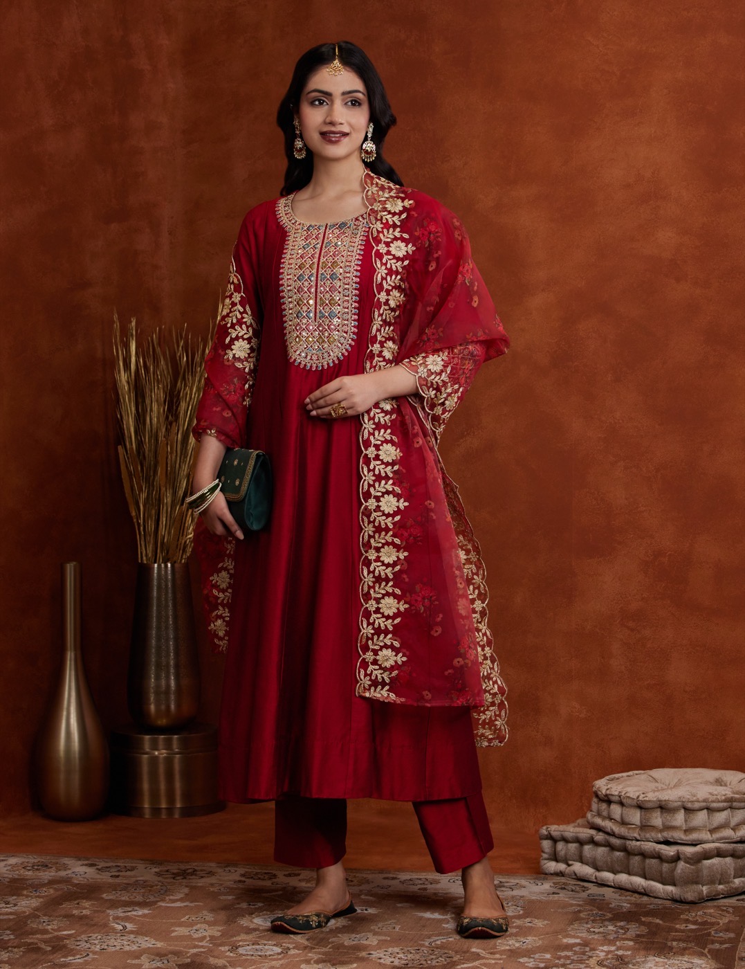 Maroon embroidered kurta set — Image, editorial lifestyle · After